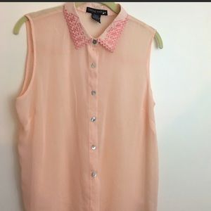 Blush pink chiffon women’s blouse (sheer) size S